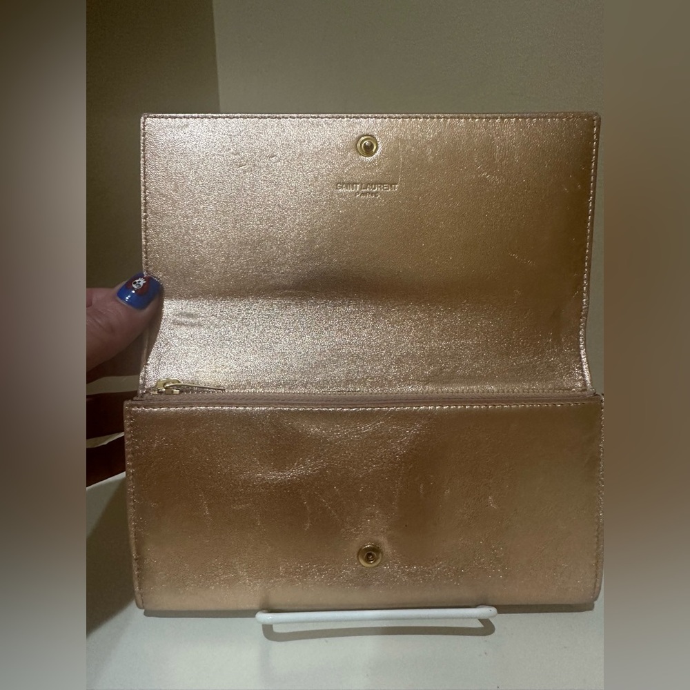 Saint Laurent Rose Gold Metallic Continental Wallet - Picture 7 of 14
